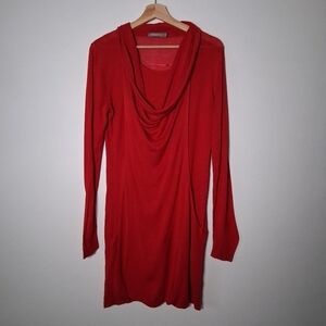 Sandwich Dress Long Sleeve Red Knit Layered